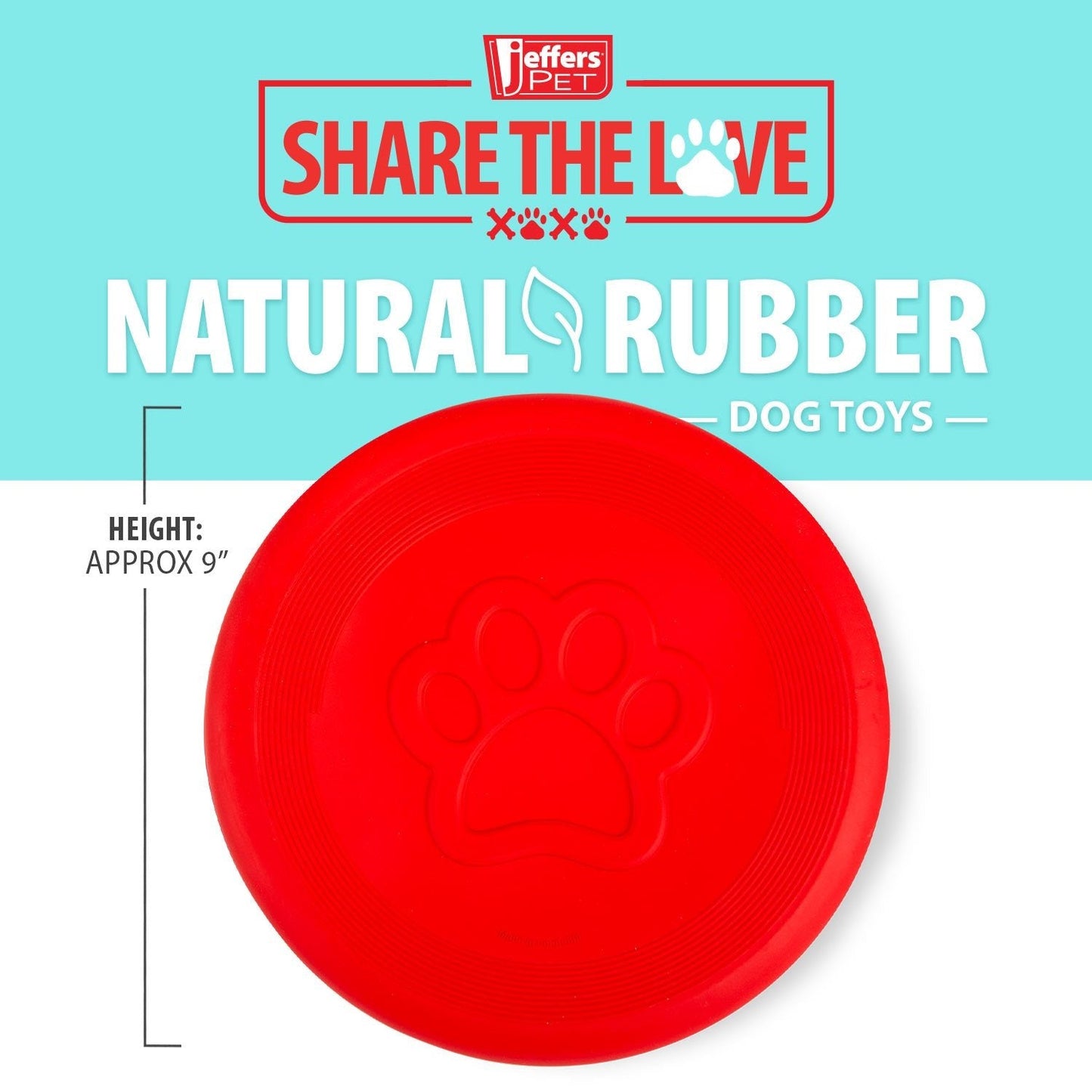 Juguete para Perro Jeffers Red Paw Frisbee de Caucho Natural para Lanzar y Masticar