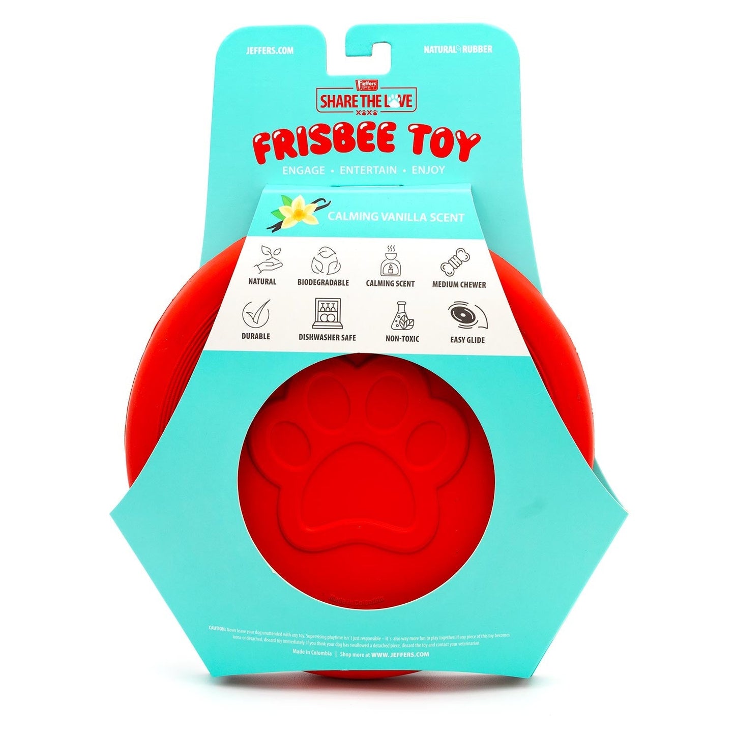 Juguete para Perro Jeffers Red Paw Frisbee de Caucho Natural para Lanzar y Masticar
