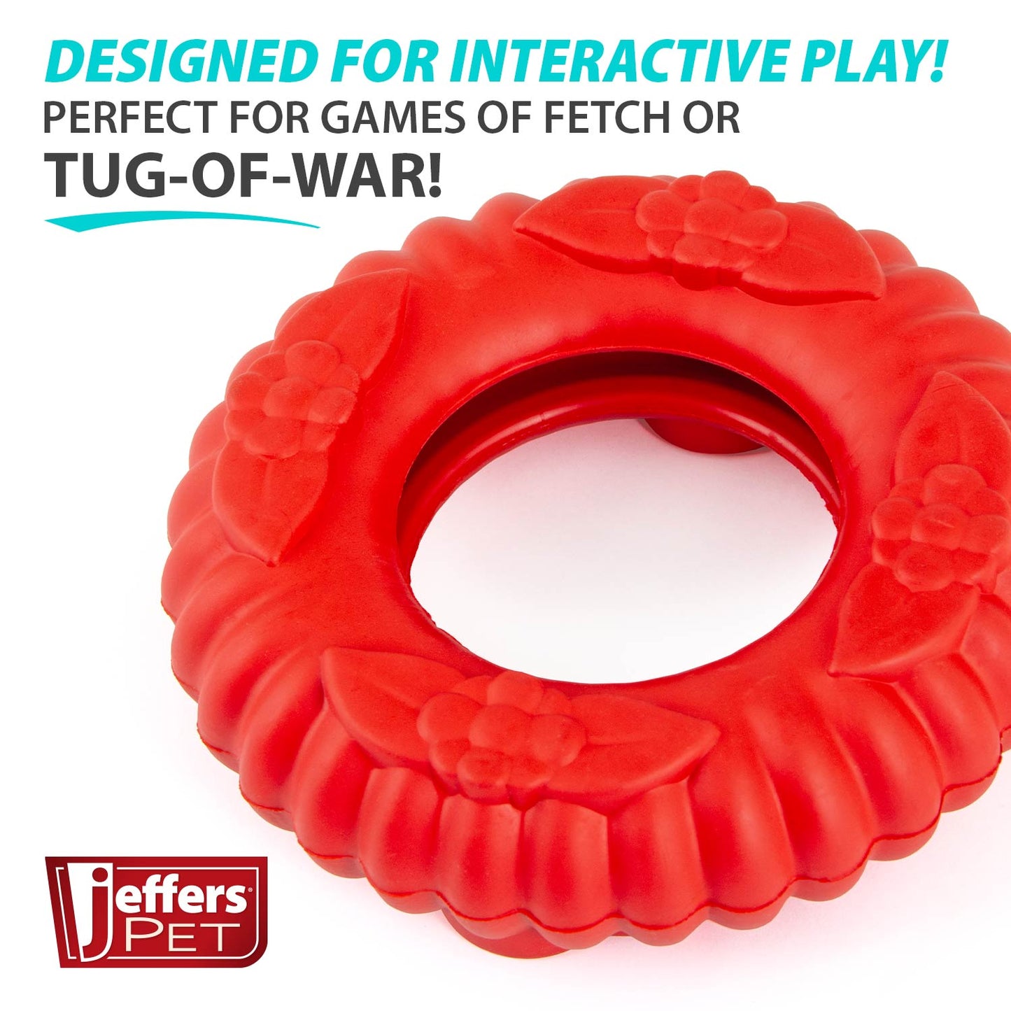 Juguete masticable dental de caucho natural Jeffers Red Virgo Tugger para perros para juego interactivo o en solitario