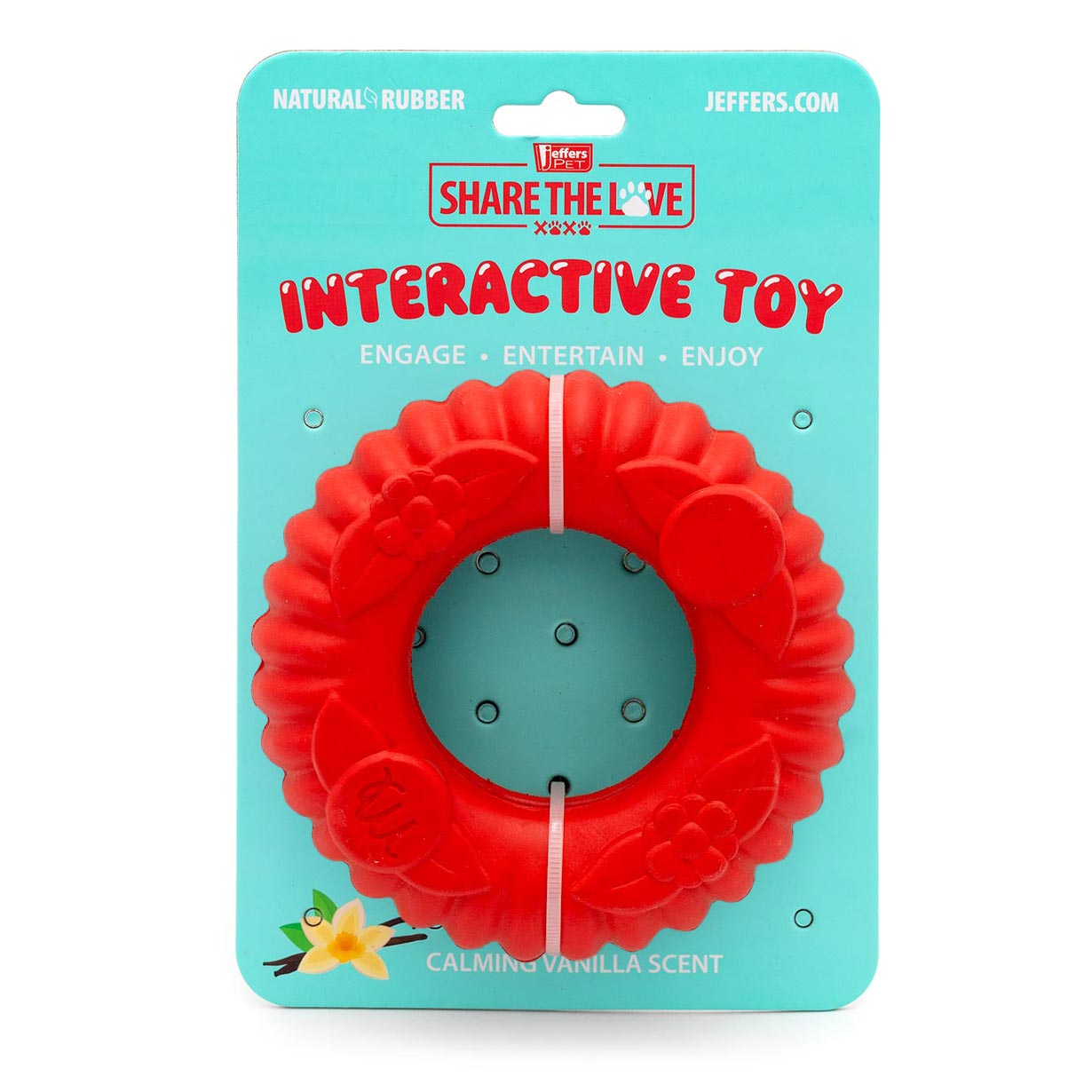 Juguete masticable dental de caucho natural Jeffers Red Virgo Tugger para perros para juego interactivo o en solitario