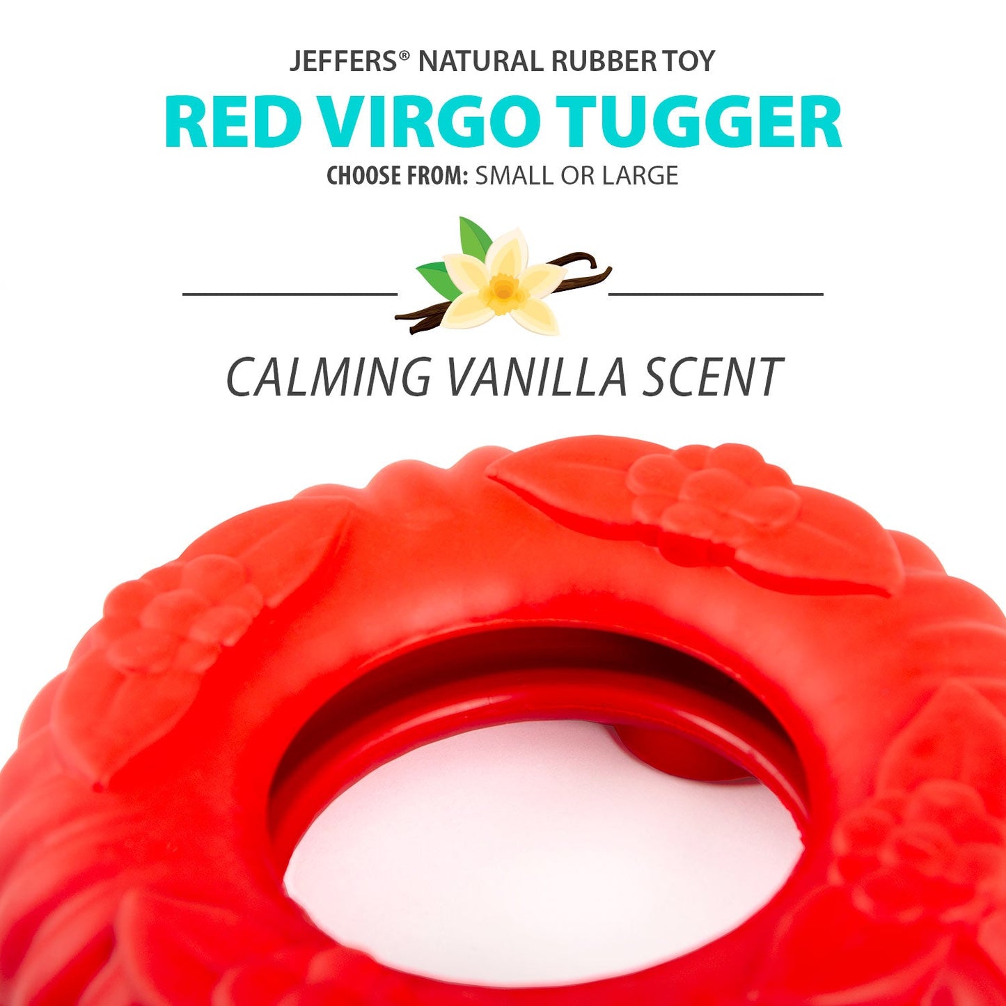 Juguete masticable dental de caucho natural Jeffers Red Virgo Tugger para perros para juego interactivo o en solitario
