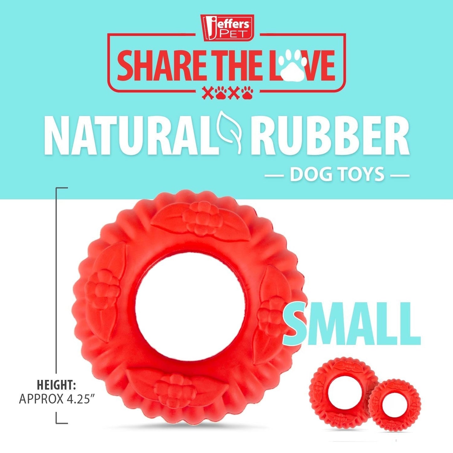 Juguete masticable dental de caucho natural Jeffers Red Virgo Tugger para perros para juego interactivo o en solitario