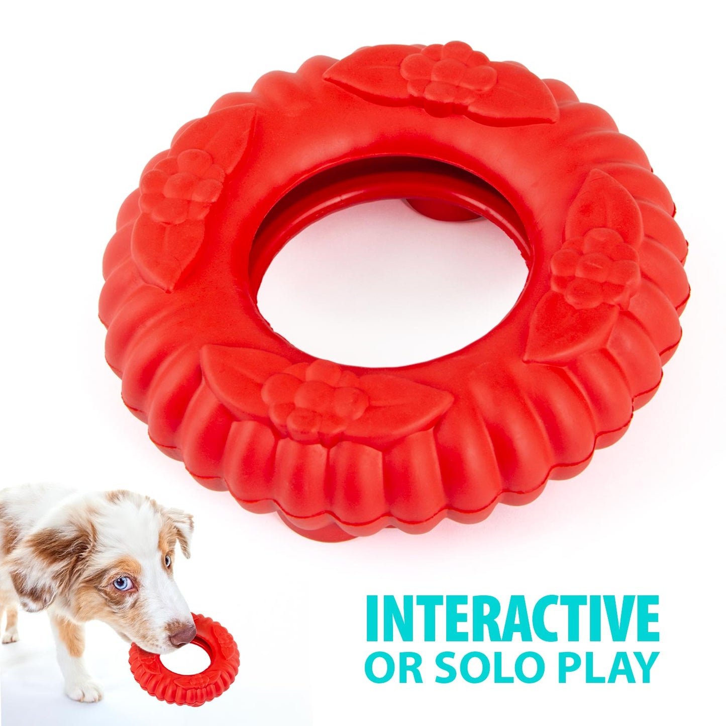 Juguete masticable dental de caucho natural Jeffers Red Virgo Tugger para perros para juego interactivo o en solitario