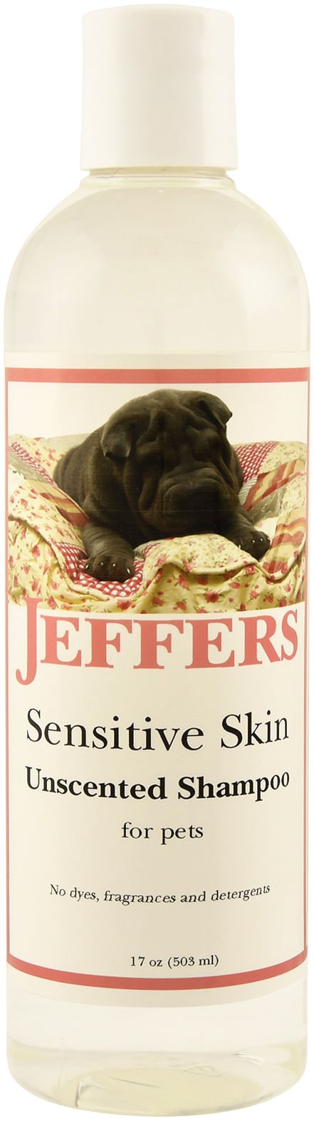 Champú para mascotas Jeffers Pet para pieles sensibles sin perfume, sin colorantes, sin fragancias y sin detergentes
