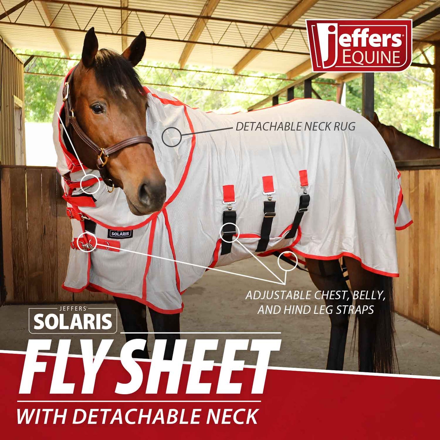 Manta antimosquitos Jeffers Solaris con cuello desmontable, gris y rojo