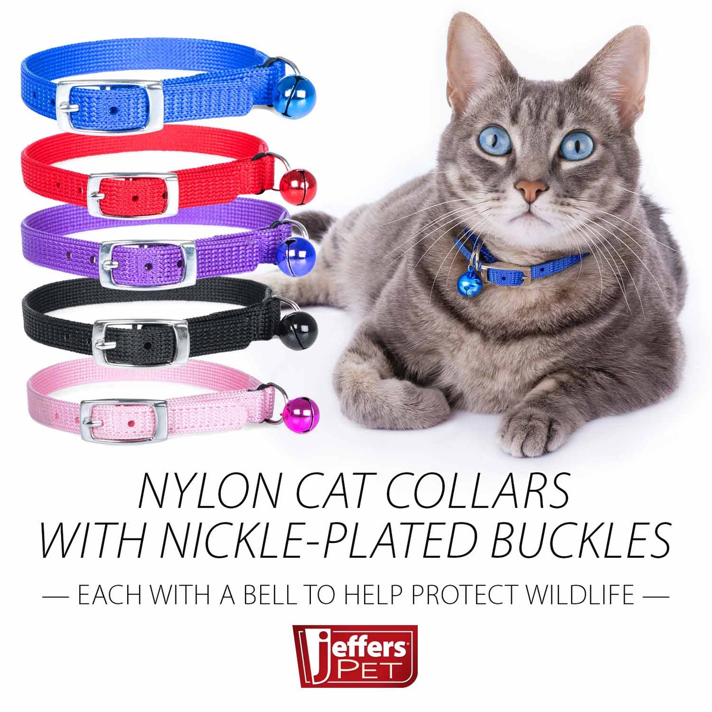 Collares para gatos ajustables de nailon sólido Jeffers