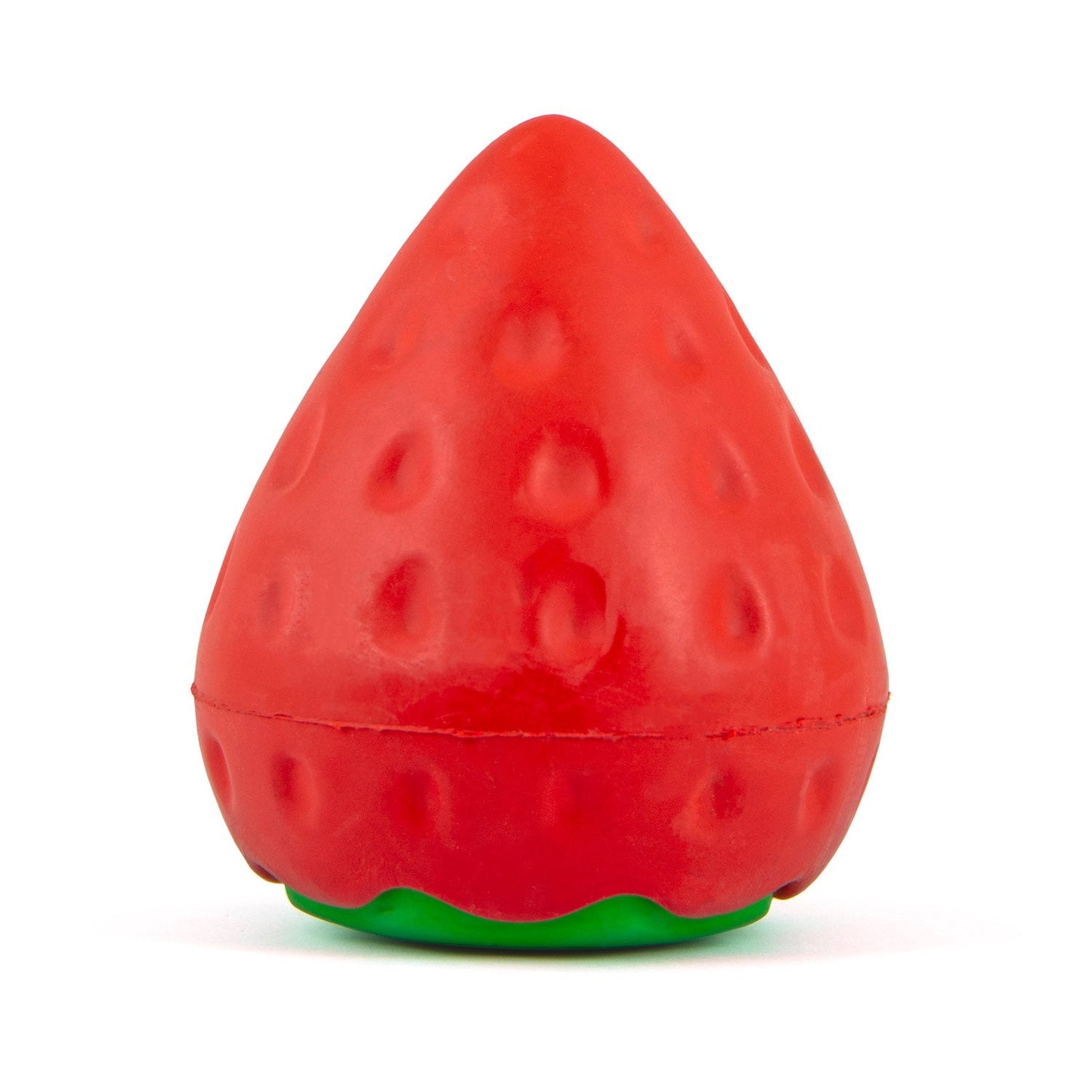 Juguete masticable dental de caucho natural para perros, Jeffers Squeaky Strawberry, con chirriador y aroma a vainilla para masticadores medianos