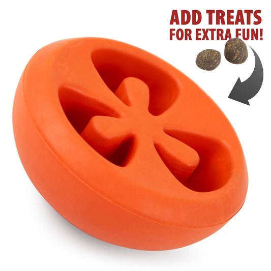 Juguete para masticar de goma natural con forma de tomate para dispensar premios Jeffers para perros con mordida mediana