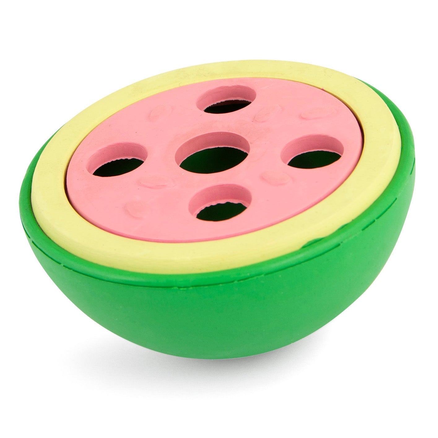 Juguete masticable dental de caucho natural Jeffers Watermelon para perros con dispensador de golosinas y aroma a vainilla