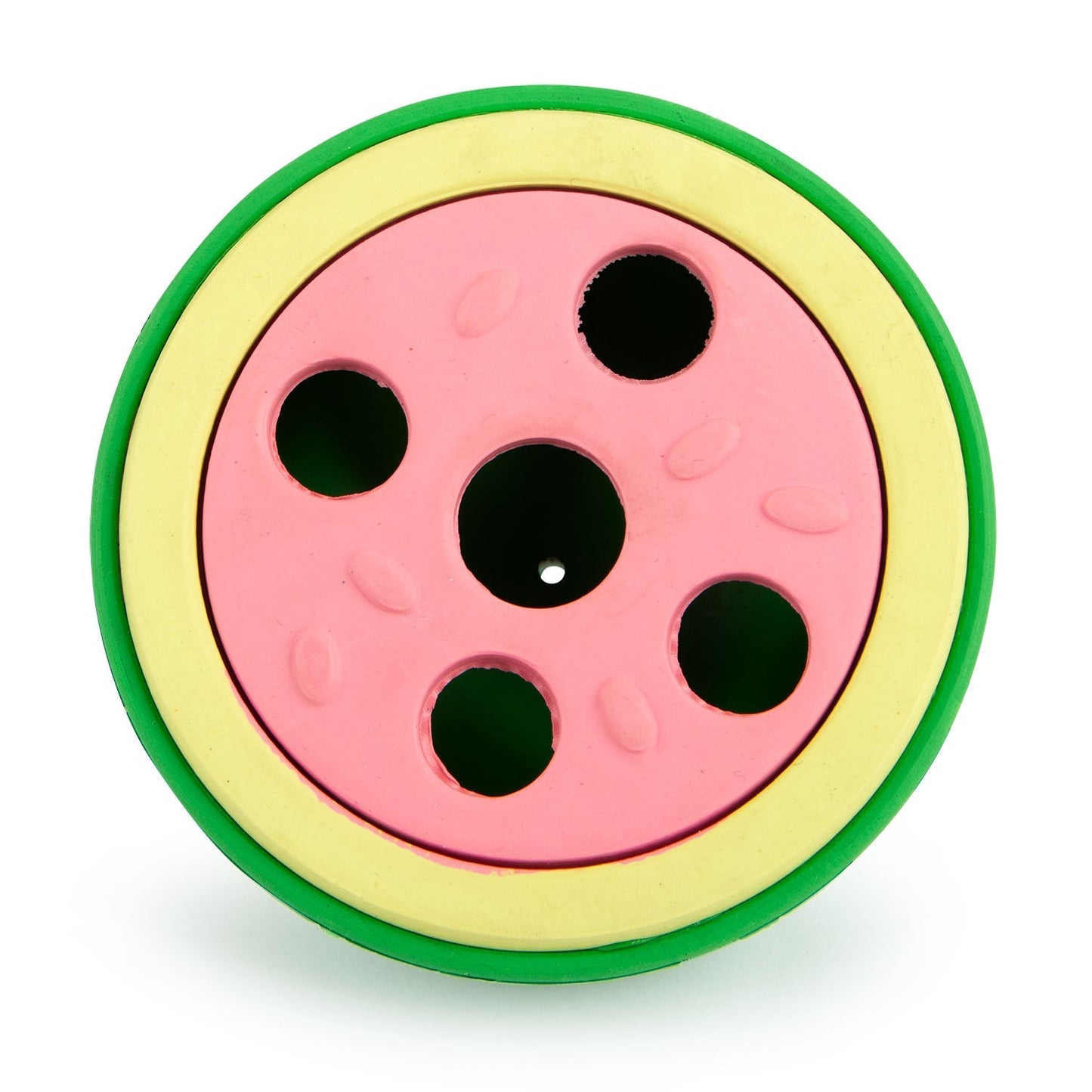 Juguete masticable dental de caucho natural Jeffers Watermelon para perros con dispensador de golosinas y aroma a vainilla
