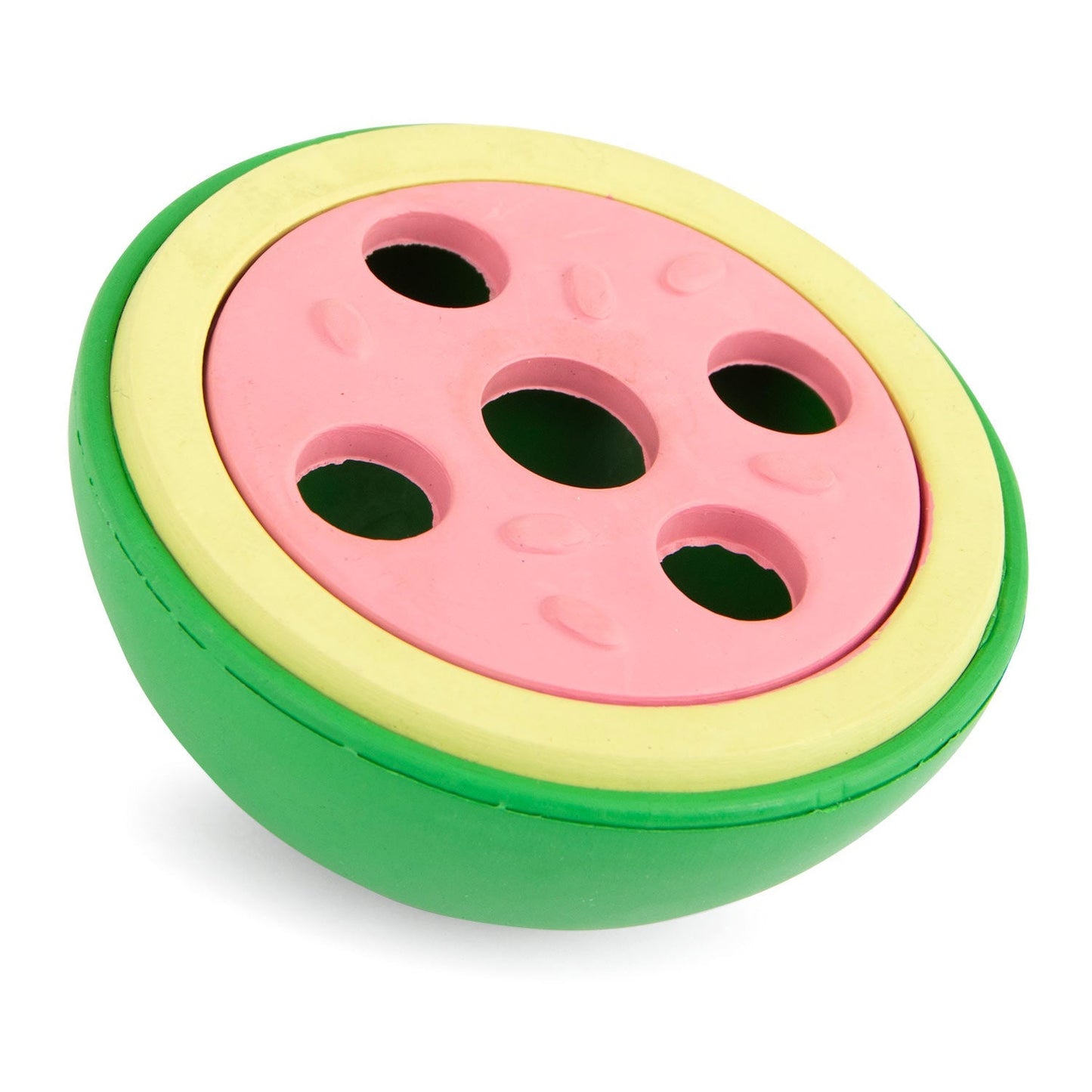Juguete masticable dental de caucho natural Jeffers Watermelon para perros con dispensador de golosinas y aroma a vainilla