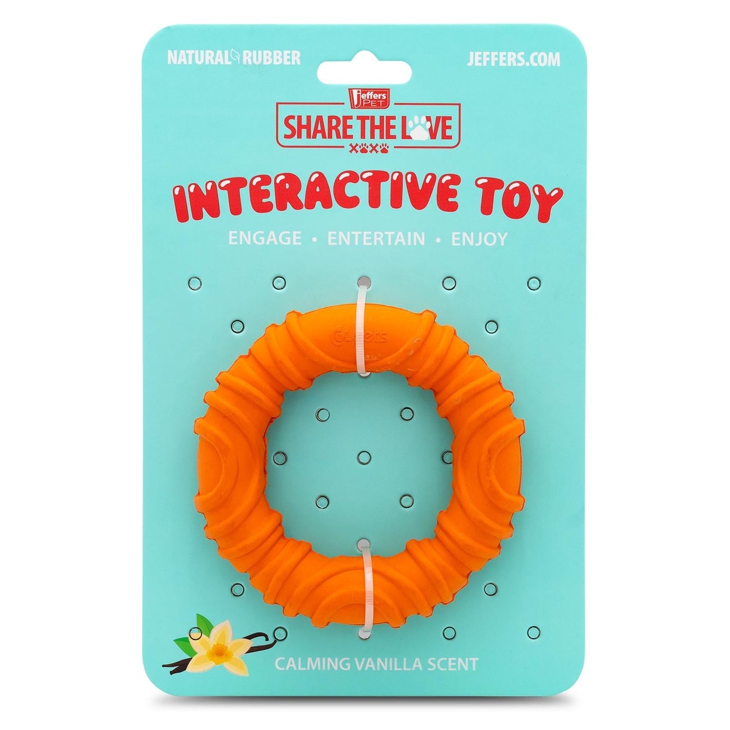 Juguete masticable Jeffers Wavy Ring Tugger de caucho natural para perros para tirar, buscar y apoyar la salud dental
