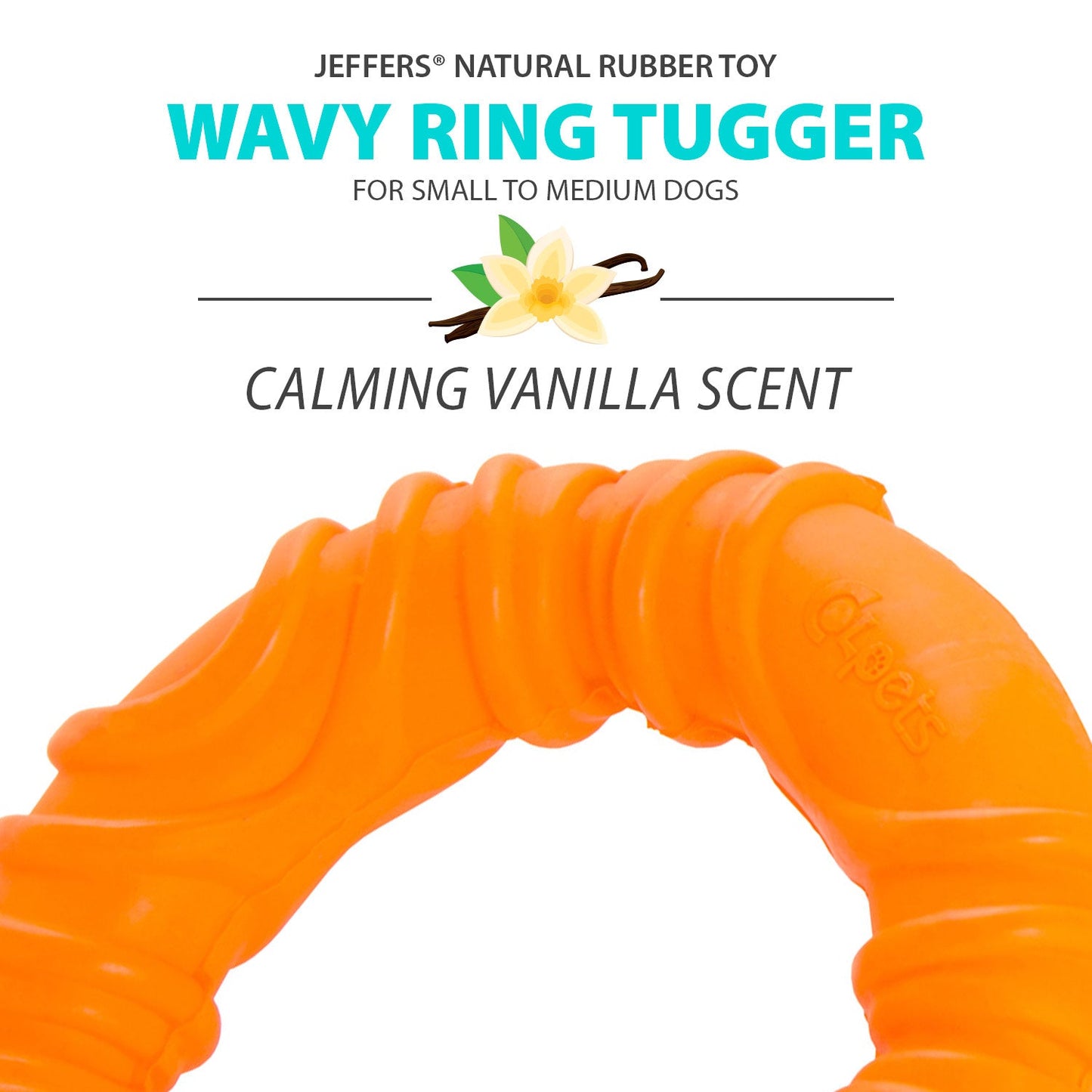 Juguete masticable Jeffers Wavy Ring Tugger de caucho natural para perros para tirar, buscar y apoyar la salud dental