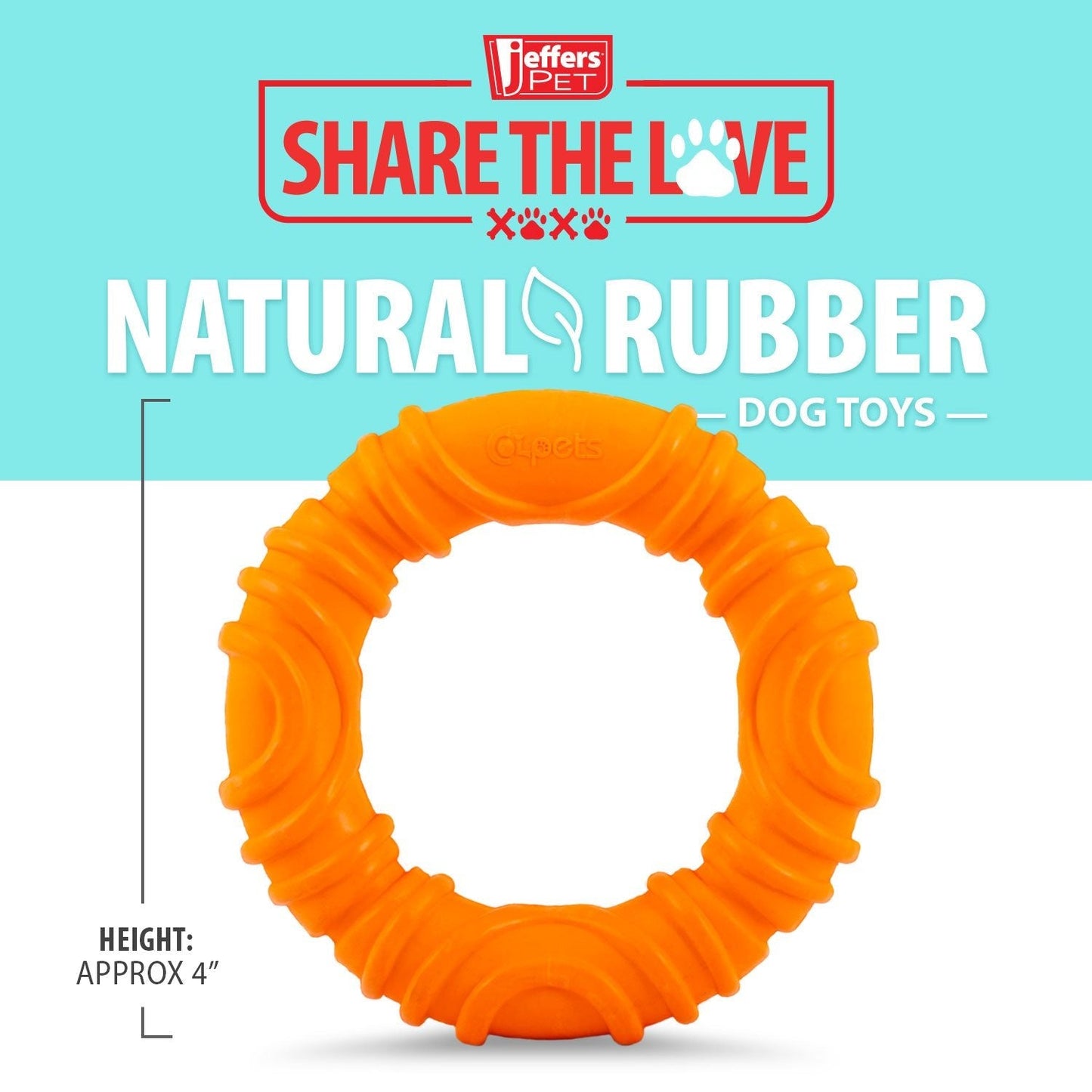 Juguete masticable Jeffers Wavy Ring Tugger de caucho natural para perros para tirar, buscar y apoyar la salud dental
