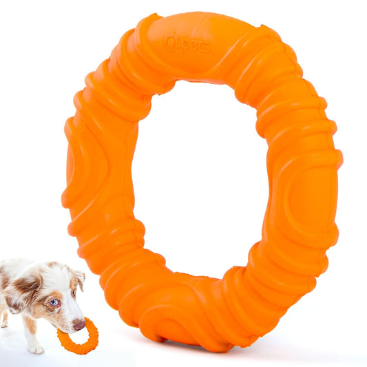 Juguete masticable Jeffers Wavy Ring Tugger de caucho natural para perros para tirar, buscar y apoyar la salud dental