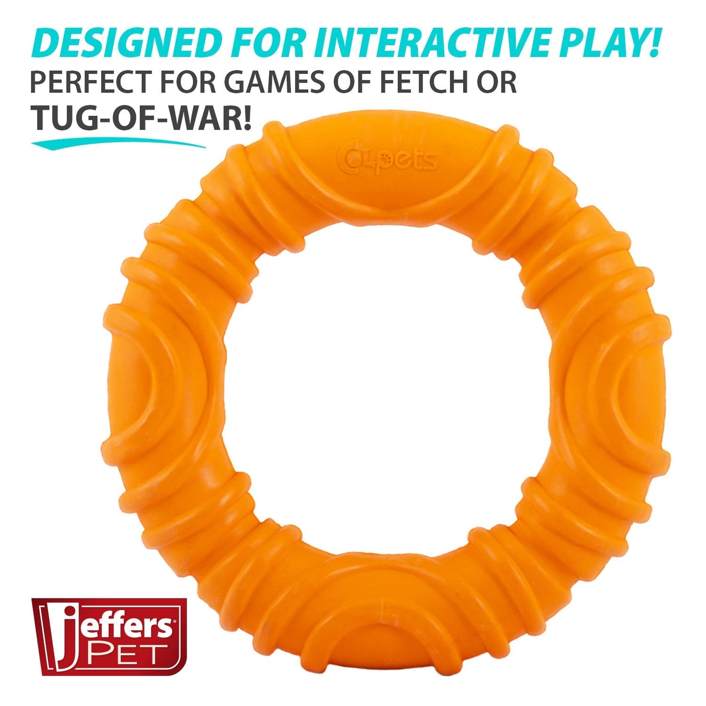 Juguete masticable Jeffers Wavy Ring Tugger de caucho natural para perros para tirar, buscar y apoyar la salud dental