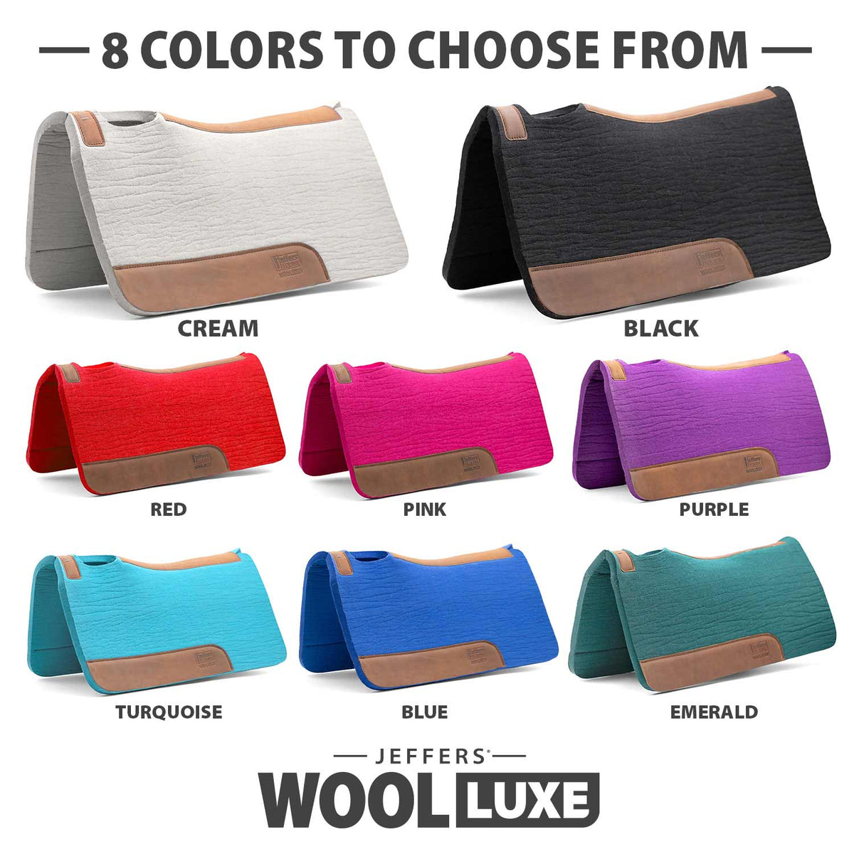 Manta de Silla de Montar Jeffers WoolLuxe 100% Lana Equina – Acolchada, Transpirable y Amortiguadora