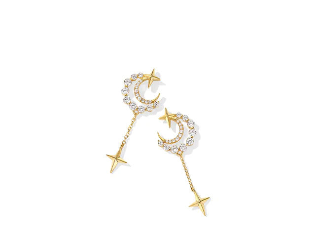 Pendientes de Estrella y Luna de Primavera para Mujer - Estilo a la Moda