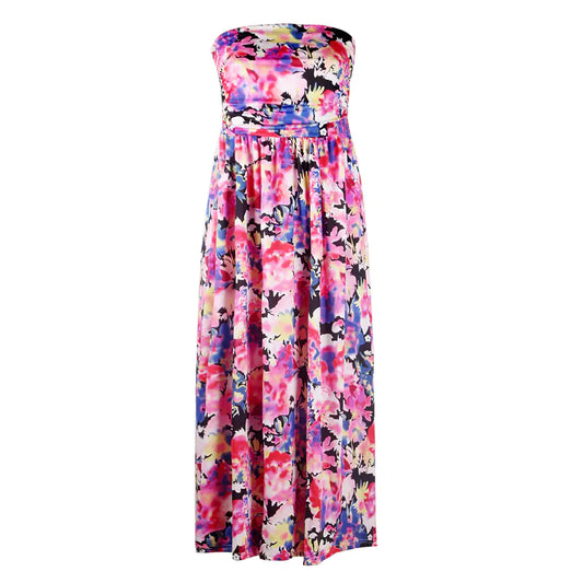 Trendy Printed Strapless Maxi Dress for Women