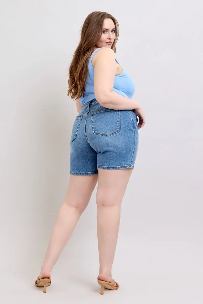 Trendsi Judy Blue Denim Shorts Women's Casual Plus Size Shorts with Pockets