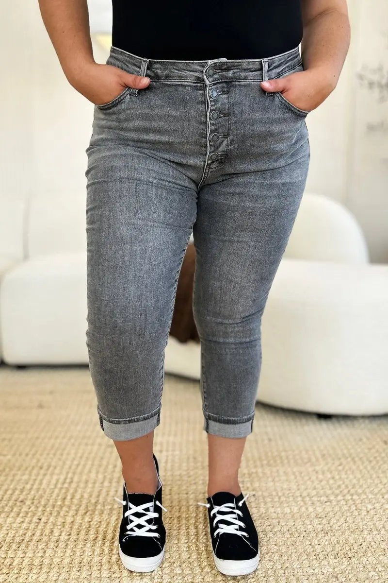Accessories Trendsi Judy Blue High Waist Capris Women's Jeans Cuffed Hem USA Ship