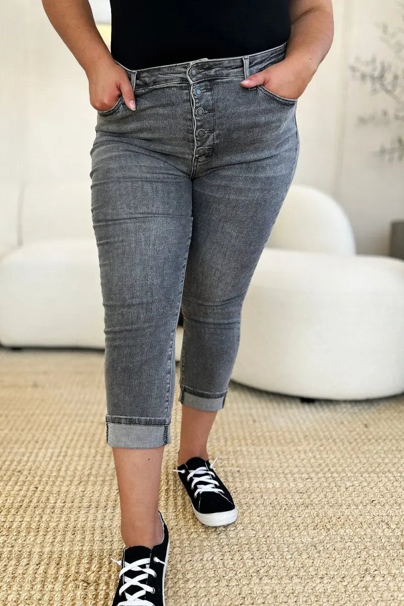 Accessories Trendsi Judy Blue High Waist Capris Women's Jeans Cuffed Hem USA Ship