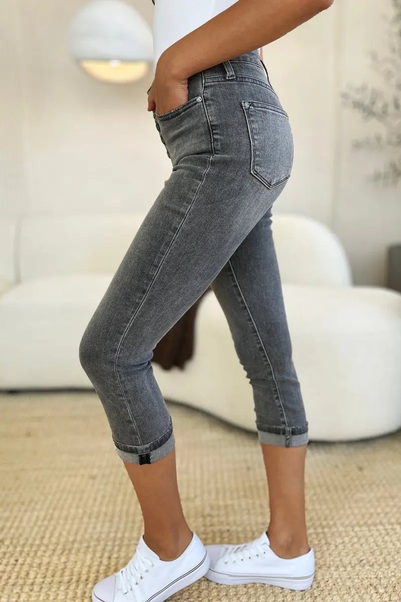 Accessories Trendsi Judy Blue High Waist Capris Women's Jeans Cuffed Hem USA Ship