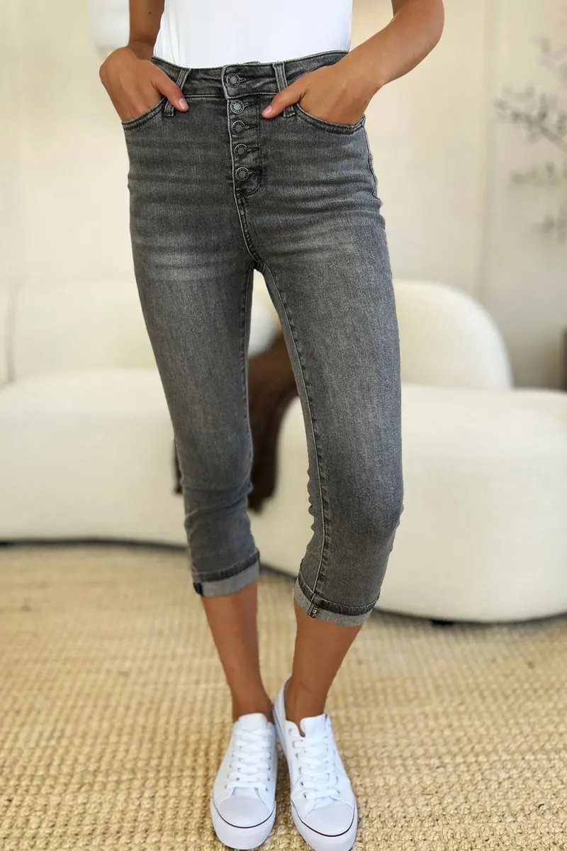 Accessories Trendsi Judy Blue High Waist Capris Women's Jeans Cuffed Hem USA Ship