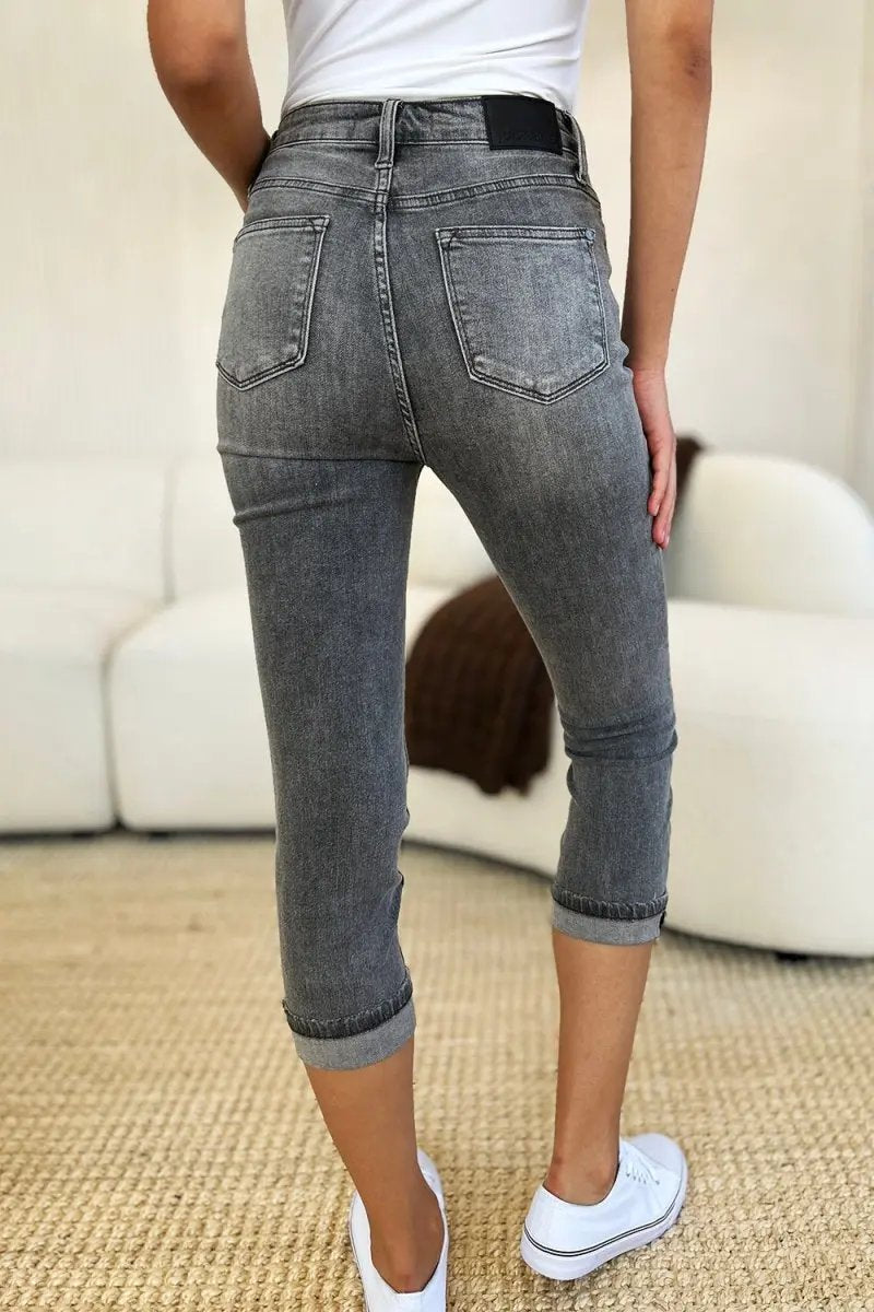 Accessories Trendsi Judy Blue High Waist Capris Women's Jeans Cuffed Hem USA Ship