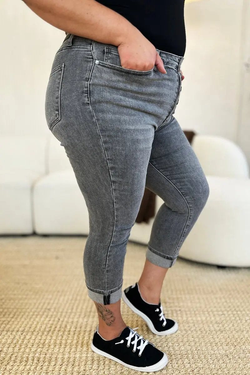 Accessories Trendsi Judy Blue High Waist Capris Women's Jeans Cuffed Hem USA Ship