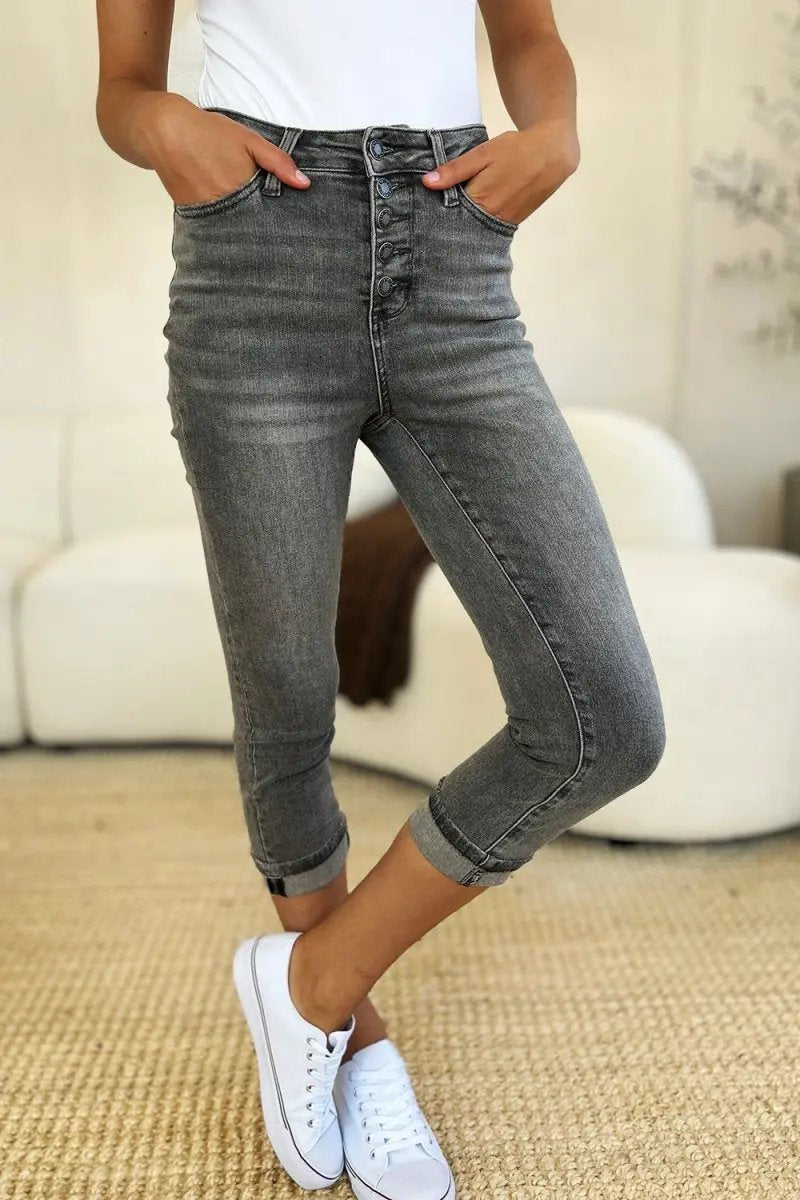 Accessories Trendsi Judy Blue High Waist Capris Women's Jeans Cuffed Hem USA Ship