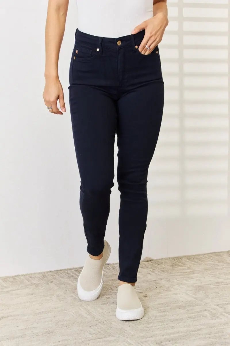 Judy Blue Tummy Control Skinny Jeans for Women — Garment Dyed