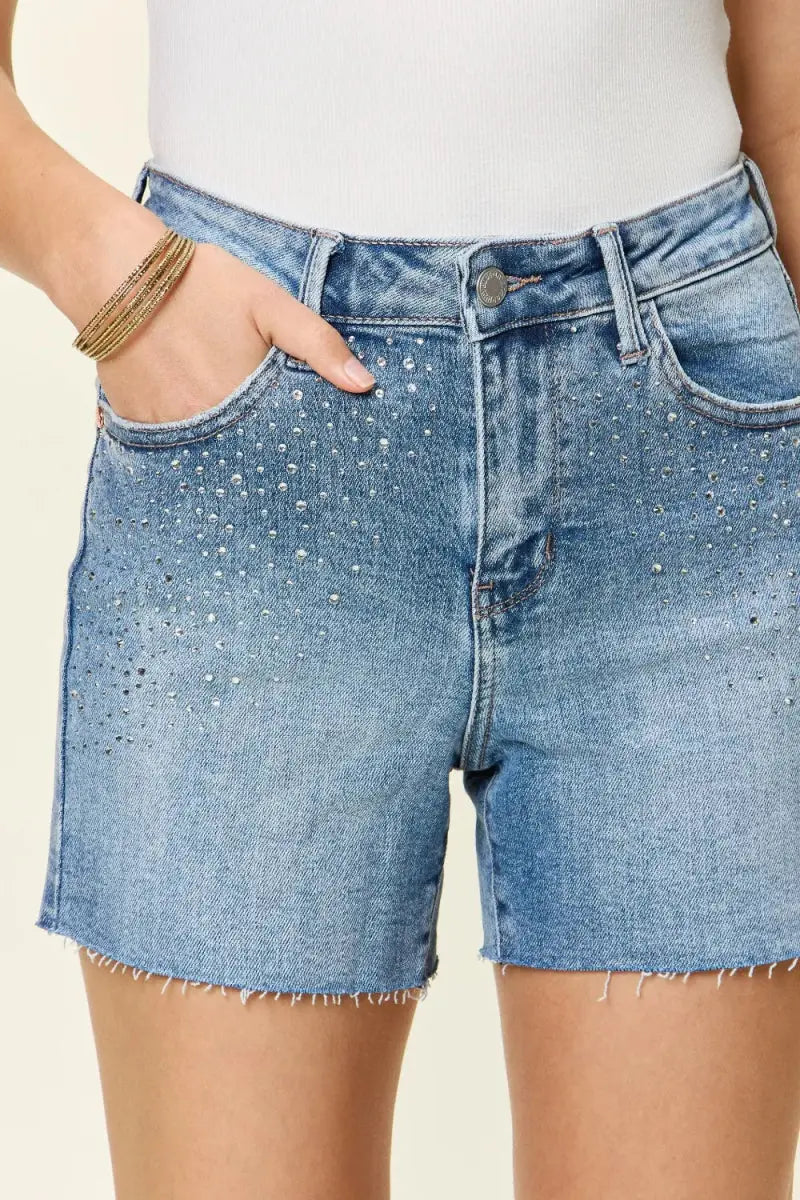 Trendsi Light Wash High Waist Denim Shorts