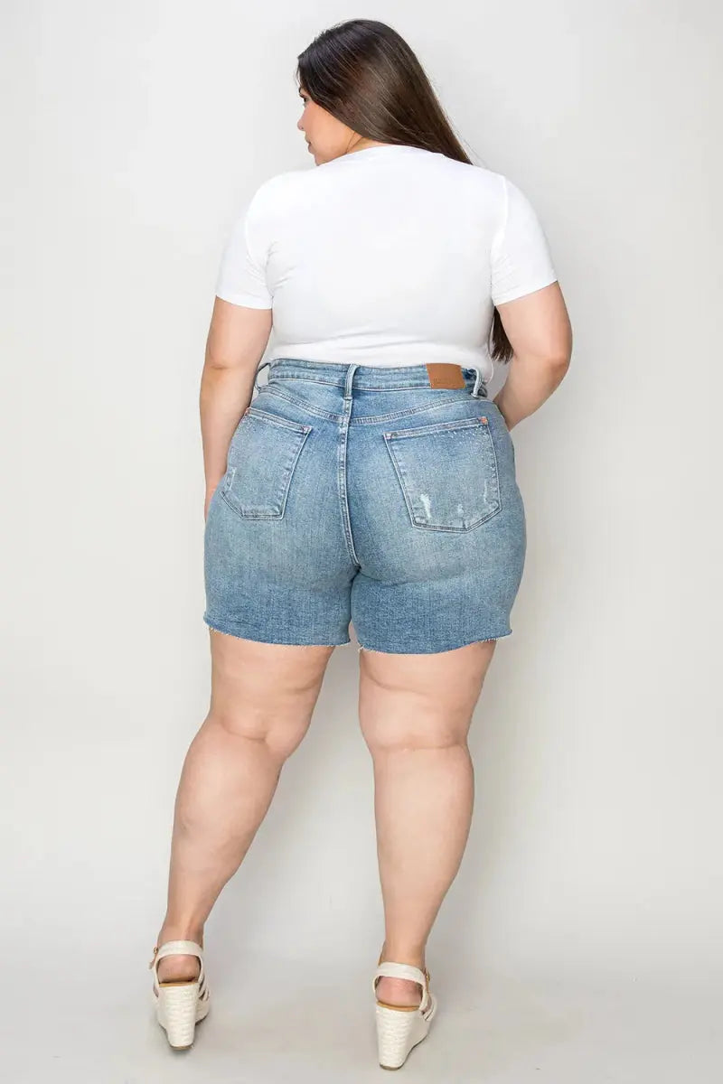 Trendsi Light Wash High Waist Denim Shorts