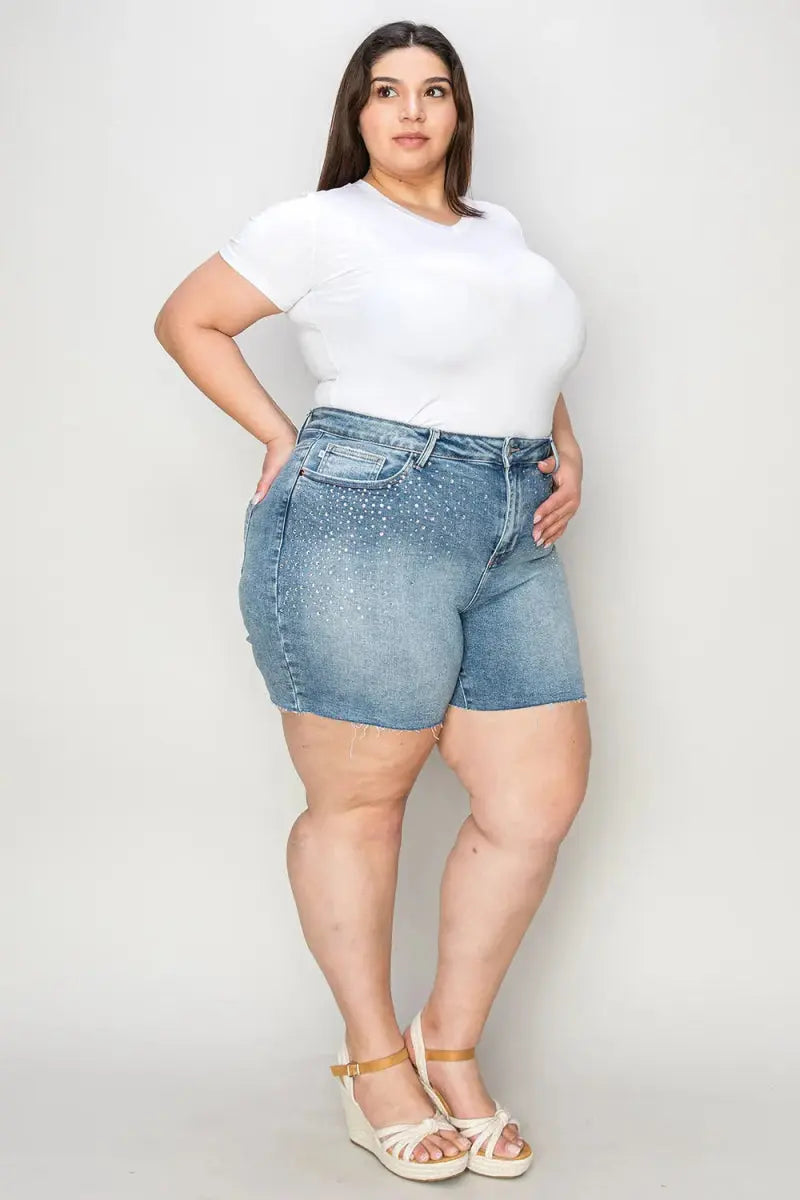 Trendsi Light Wash High Waist Denim Shorts