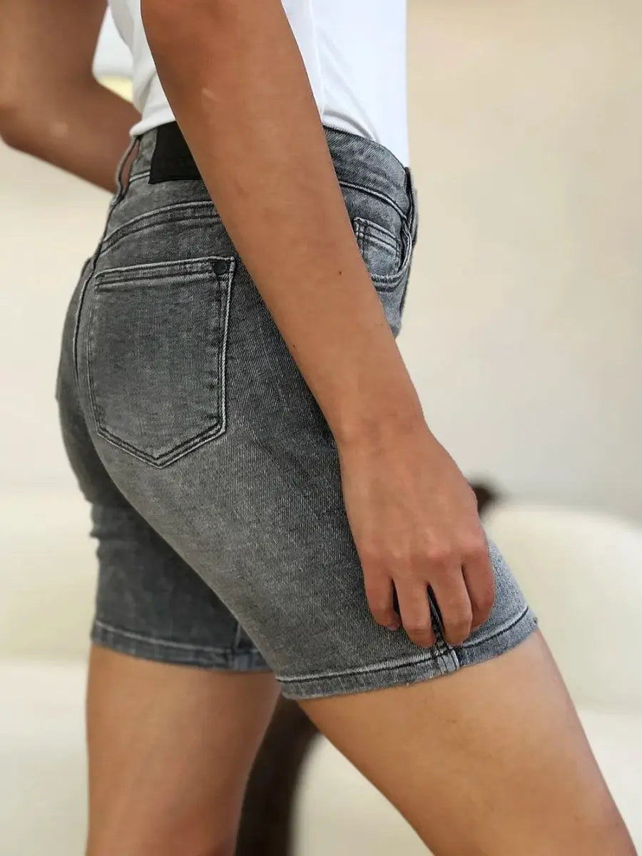 Trendsi Grey Denim Shorts High Waist