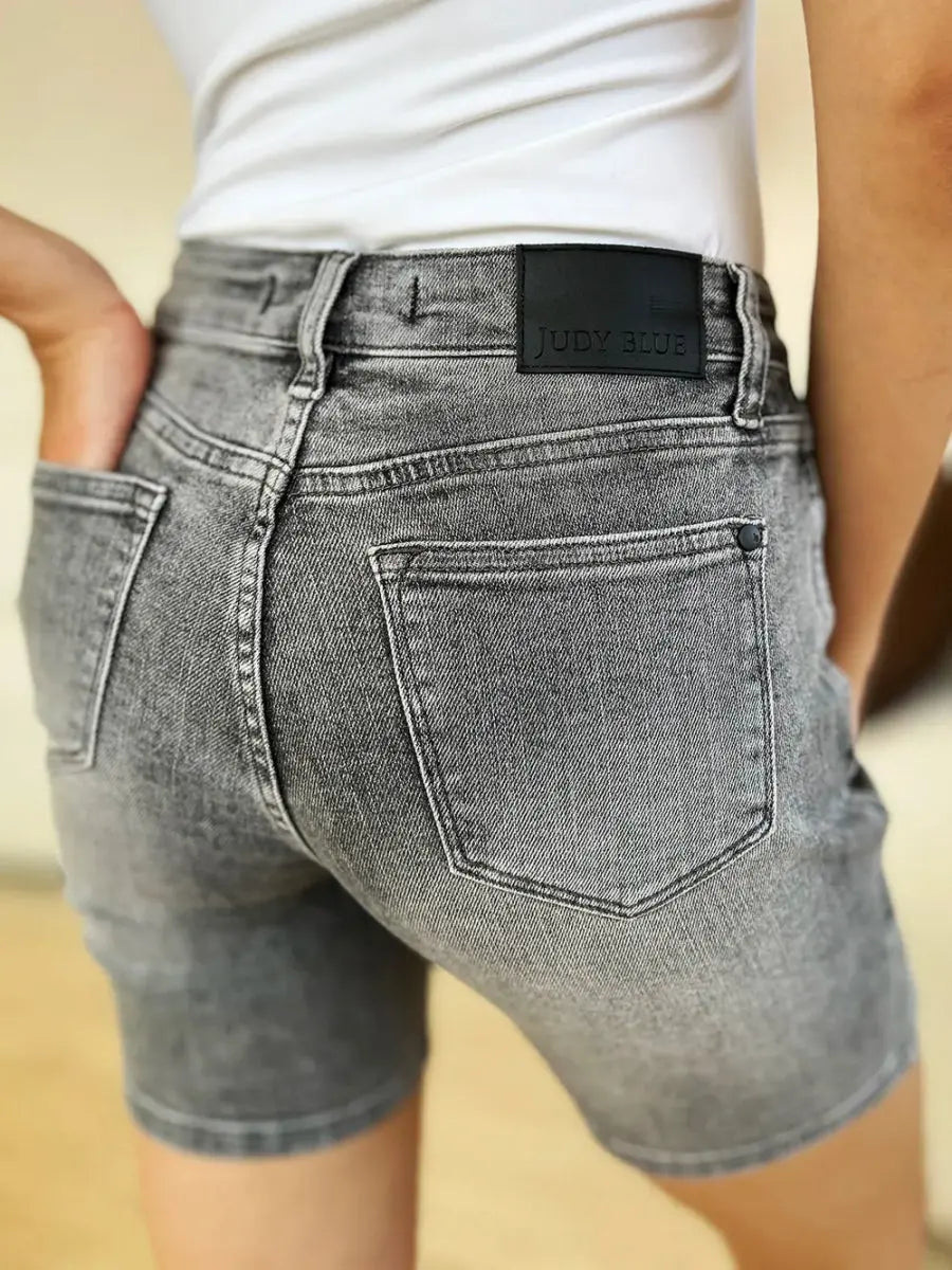 Trendsi Grey Denim Shorts High Waist