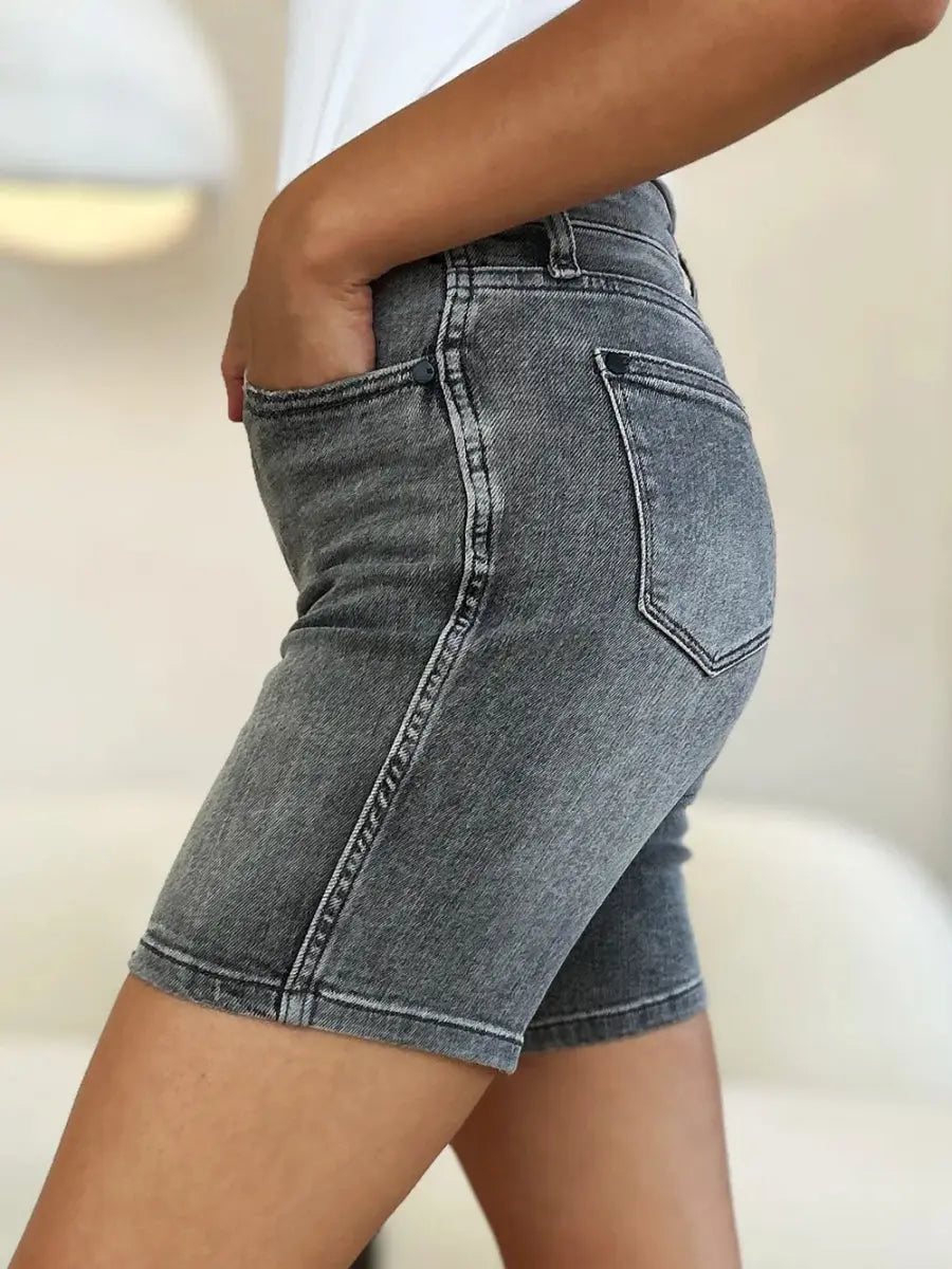 Trendsi Grey Denim Shorts High Waist