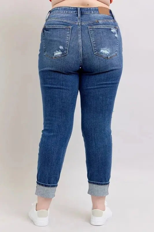 Judy Blue Boyfriend Jeans Plus Size Distressed Denim Women's