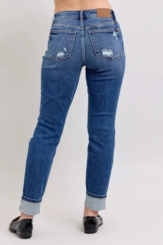 Judy Blue Boyfriend Jeans Plus Size Distressed Denim Women's