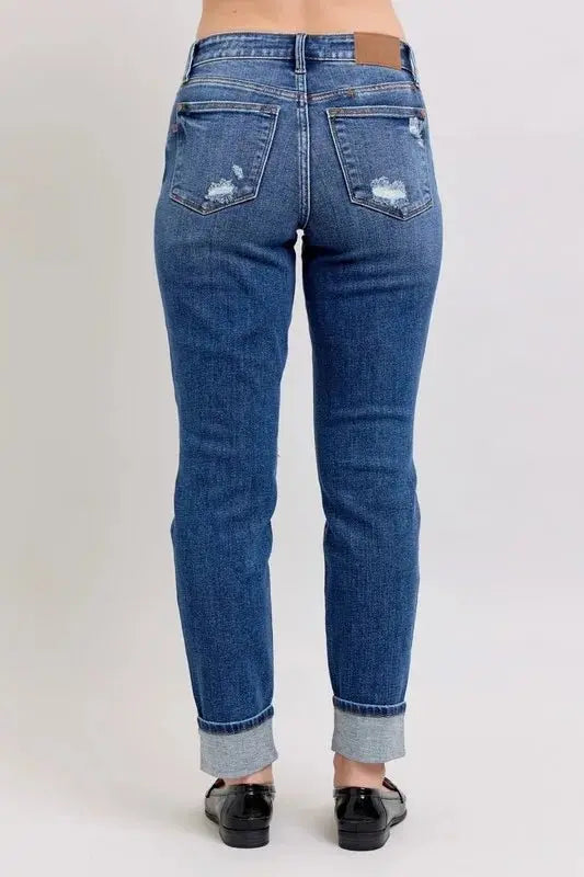 Judy Blue Boyfriend Jeans Plus Size Distressed Denim Women's