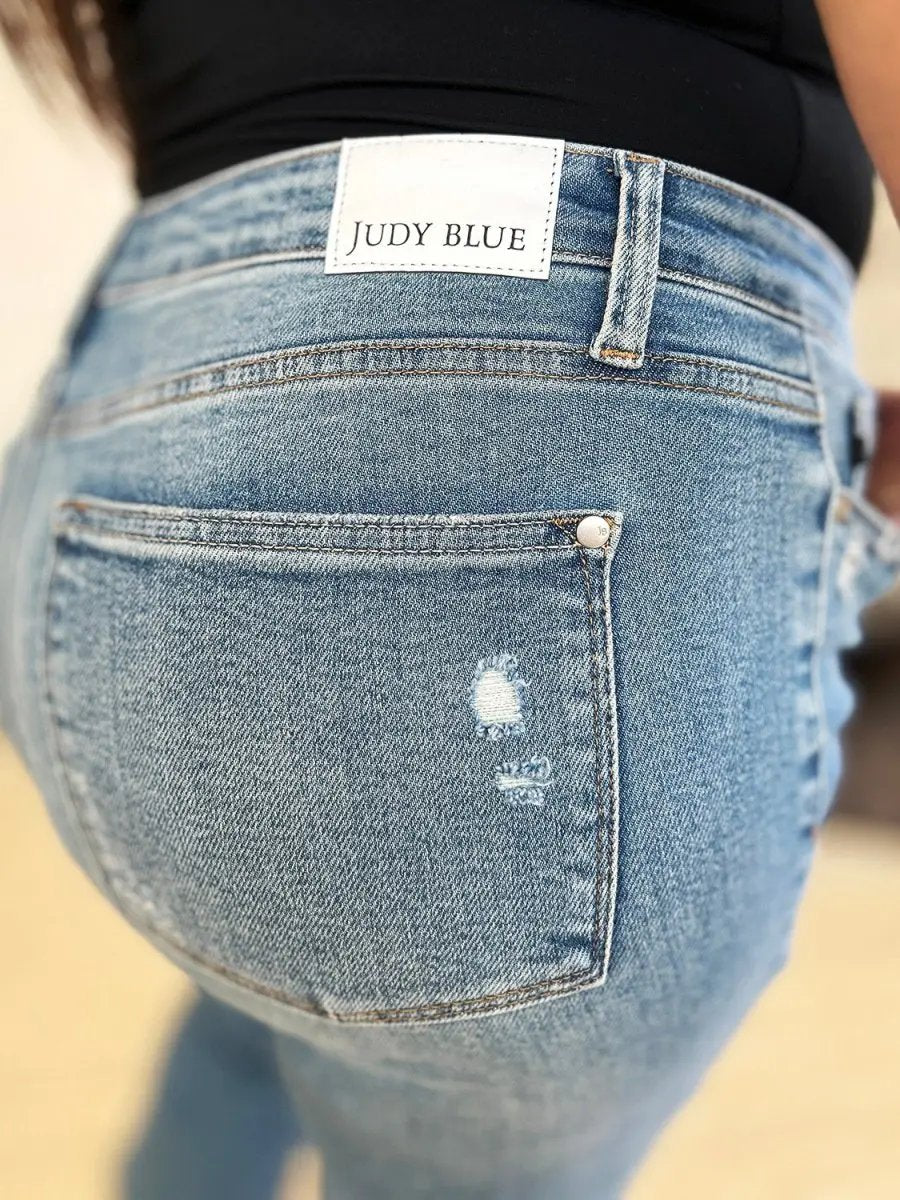 Accessories Trendsi Judy Blue Jeans Women's Mid Rise Distressed Hem Denim Jeans - Comfortable & Stylish