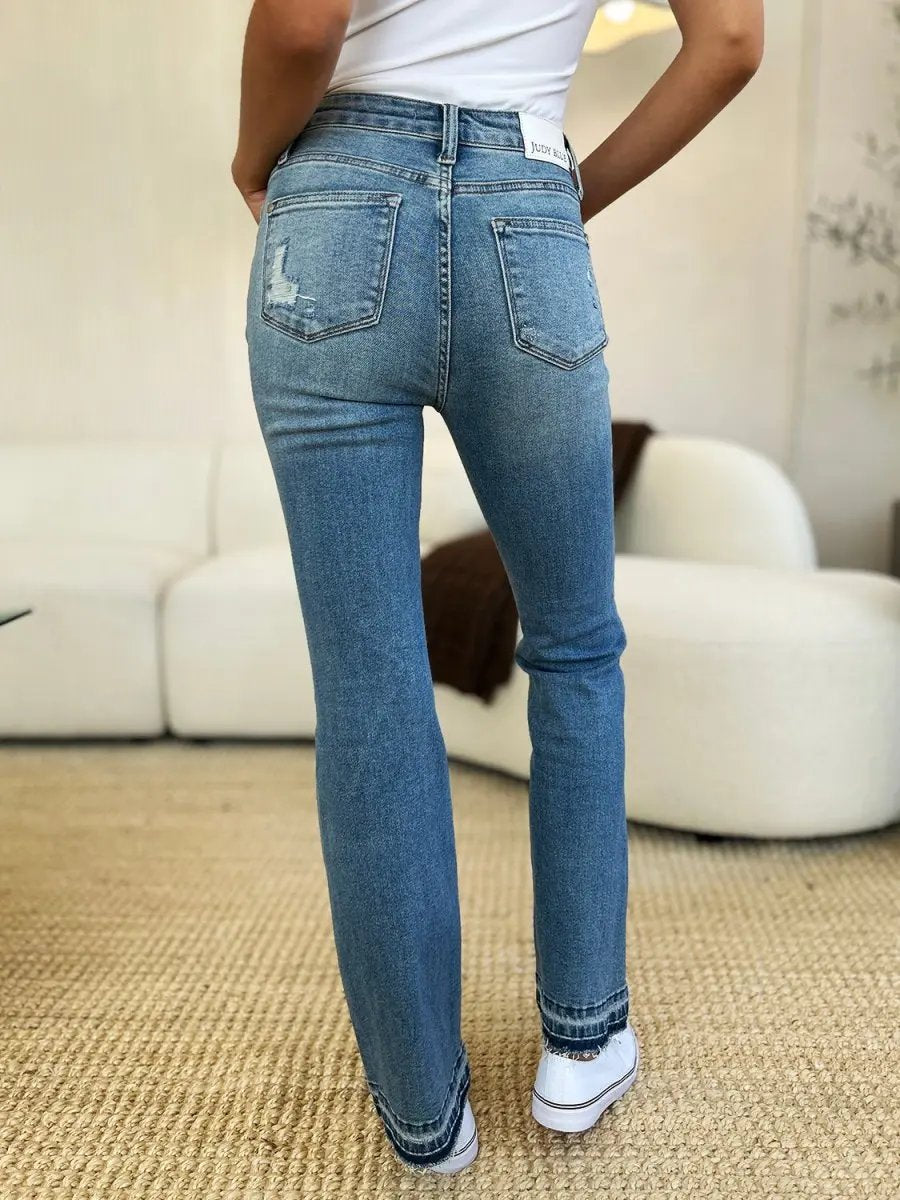 Accessories Trendsi Judy Blue Jeans Women's Mid Rise Distressed Hem Denim Jeans - Comfortable & Stylish