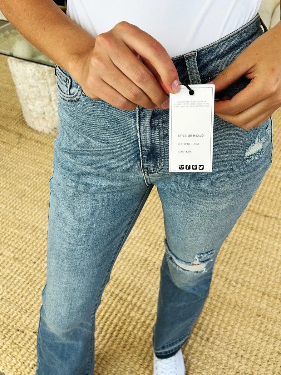 Accessories Trendsi Judy Blue Jeans Women's Mid Rise Distressed Hem Denim Jeans - Comfortable & Stylish