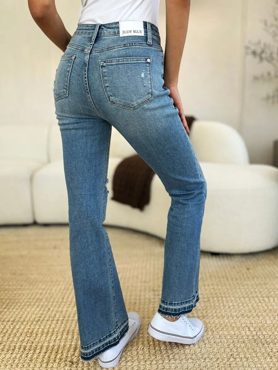 Accessories Trendsi Judy Blue Jeans Women's Mid Rise Distressed Hem Denim Jeans - Comfortable & Stylish