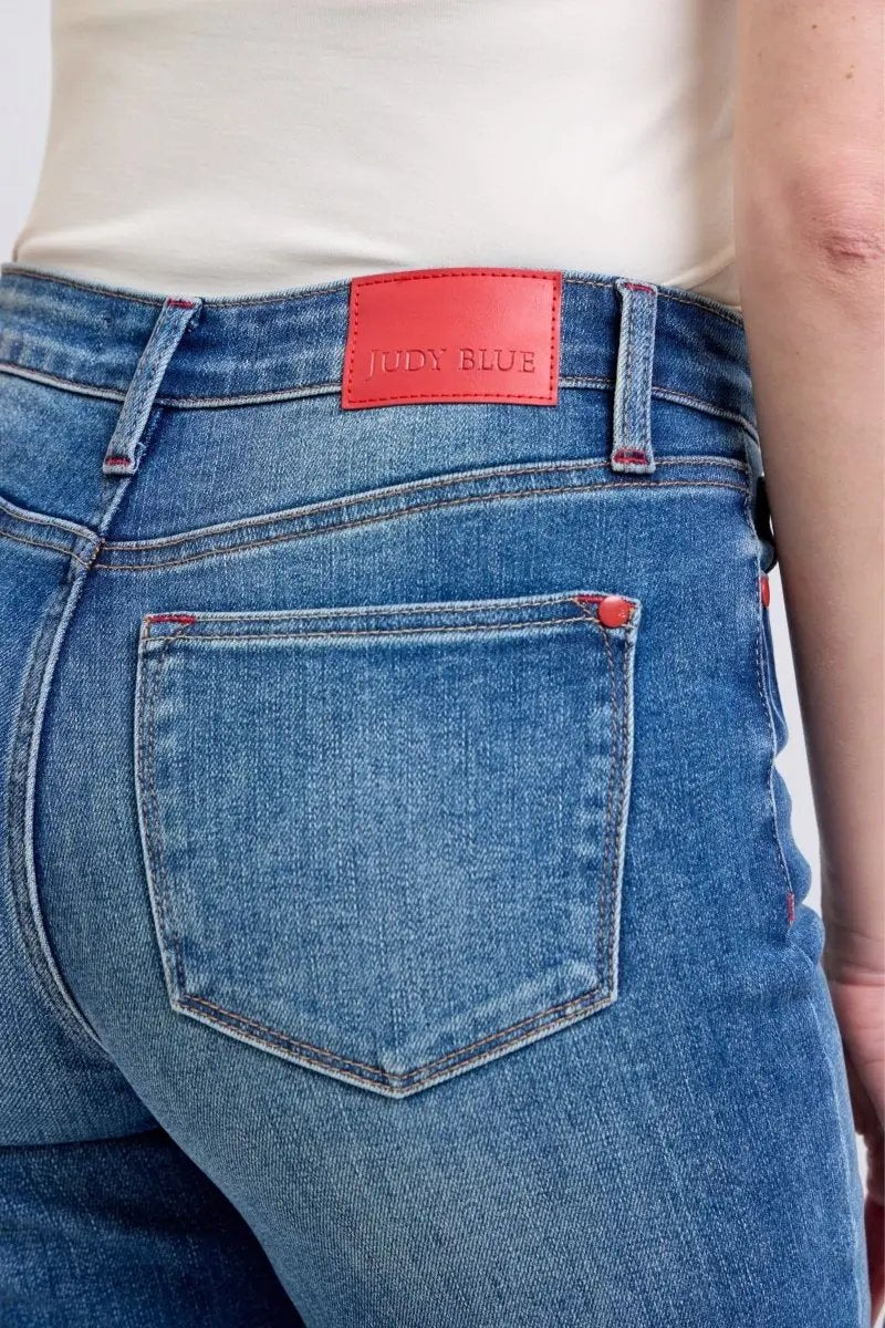 Trendsi Judy Blue Plaid Jeans Women's Everyday Straight Leg Denim w/ Pockets