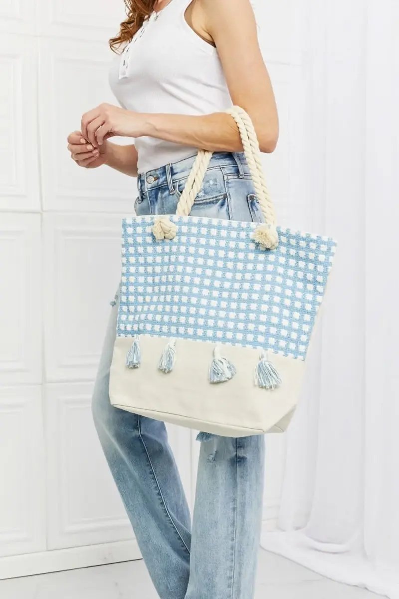 Accessories Lovesalve WS Justin Taylor Picnic Tote Women's Stylish Tassel Bag - Lightweight & Spacious