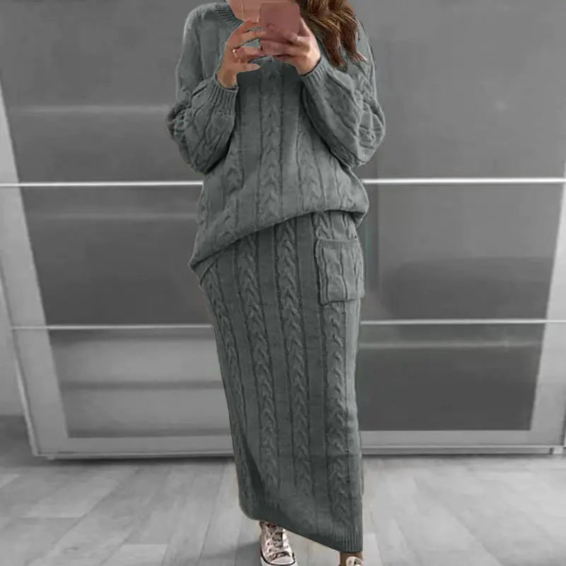 Autumn Winter Women's Fashion Sweater Dress Set