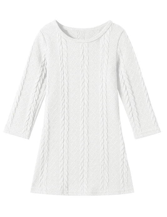 U·nikaka Toddler Baby Girl Dress-Long Sleeve Dress-Girls Knit Sweater Dress Fall-Winter A-Line Pullover-Casual Toddler Dress - # GIAA211710015