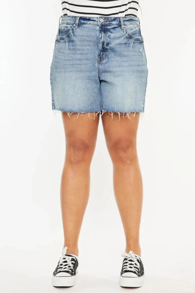 Women's Denim Shorts Denim Shorts - High Waist Raw Hem - Casual Women's